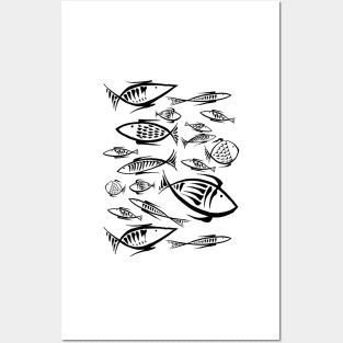 Small Fishes BW Posters and Art